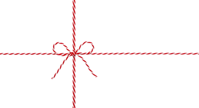 Red and white twine tied in a bow