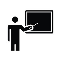 Teacher Explaining Solid Illustration Icon Vector for Education and Classroom Design