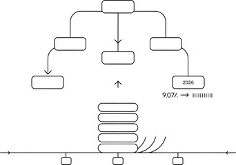 Abstract diagram of hierarchical structure and connections