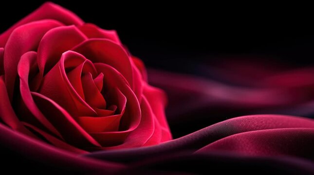 Elegant Deep Red Fabric Rose on Dark Background
