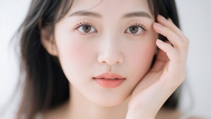 Fototapeta premium 透き通る肌の女性のクローズアップ