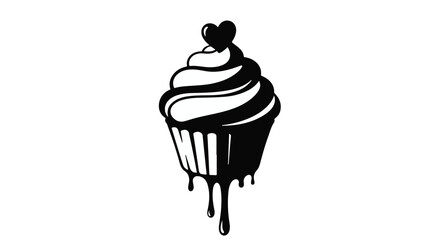 Sweet heart topped cupcake with dripping frosting, a delightful treat