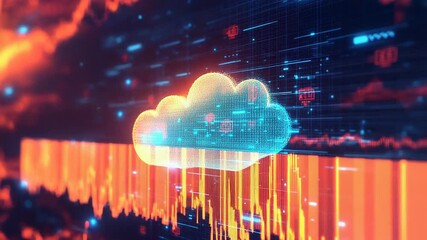 Cloud data computing concept with digital network background - Powered by Adobe