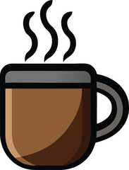 Coffee mug flat design icon of a hot beverage cup isolated on transparent background