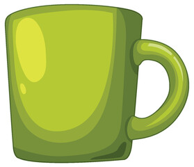 Green Ceramic Mug Vector Illustration with Handle