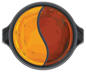 Yin Yang Hot Pot Broth Vector Illustration