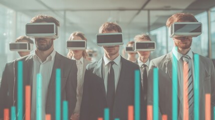 Business Professionals Using Virtual Reality Technology for Innovative Solutions and Digital Transformation Strategy