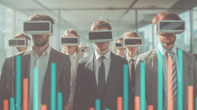 Business Professionals Using Virtual Reality Technology for Innovative Solutions and Digital Transformation Strategy