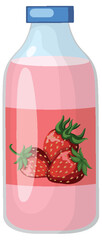 Strawberry Flavored Drink Bottle Vector Illustration