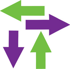 Directional arrows four way navigation concept isolated on transparent background