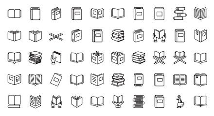 Set of book icons simple line vector design suitable for education and library related projects