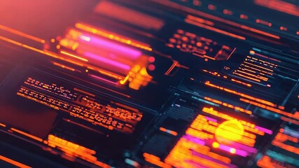 Digital data processing on abstract futuristic technology background - Powered by Adobe