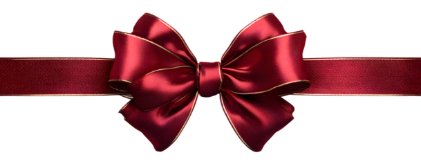 Decorative red bow with long ribbon isolated on white background. Holiday decoration. Vector illustration