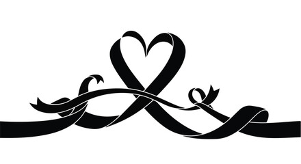 Symbol of remembrance: a heart-shaped black ribbon symbolizing grief and loss.