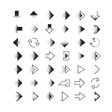 Modern Halftone and Outline Arrow Icons Set
