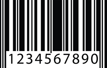 Black and white barcode vector with numeric code illustration