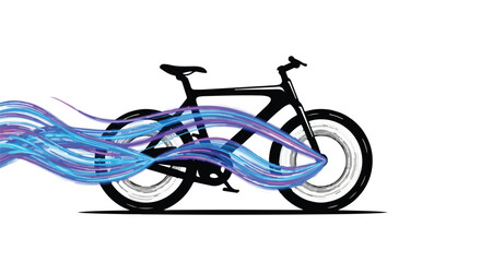 Fototapeta premium Sleek modern bicycle with vibrant energy trails symbolizing speed and innovation