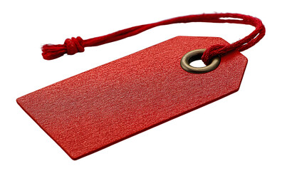 Red tag on white background