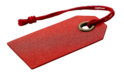 Red tag on white background