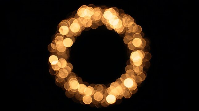 Circular bokeh lights forming a ring against a black background