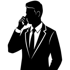 businessman silhouette with mobile phone