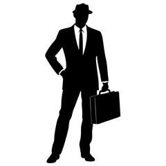 silhouette of a businessman with suitcase