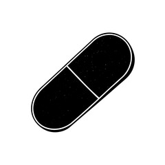 Medicine capsule symbol with distressed black and white texture
