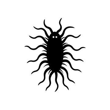 Dark silhouette of a fantastical multi-legged bug with two eyes