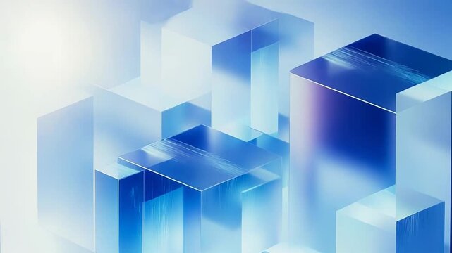 Blue glass cubes forming abstract geometric background