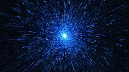 A bright blue burst of light emanating from a central point against a black background
