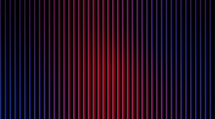 Vibrant abstract background with glowing red and blue vertical neon lines creating a futuristic digital wave pattern on a dark surface