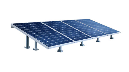 Solar panel array on transparent background, converting sunlight into electricity for a cleaner and greener environment