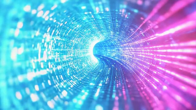 Digital data streaming through an abstract fiber optic tunnel