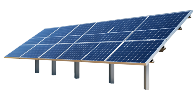 Solar panel array on transparent background, capturing clean energy from the sun for sustainable power generation