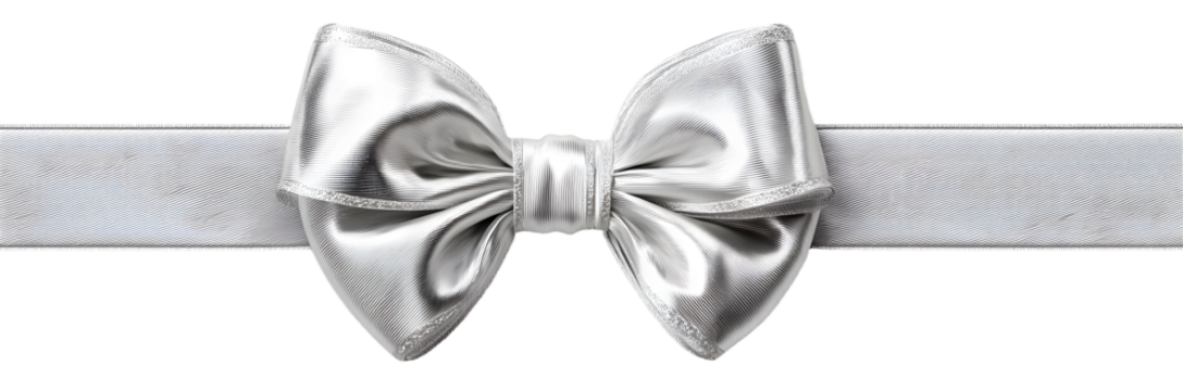 White Ribbon Bow Realistic shiny satin with shadow long horizontal ribbon for decorate your wedding invitation card ,greeting card or gift boxes vector EPS10 isolated on White background.