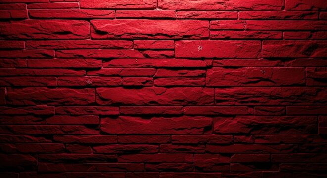 Dramatic red brick wall texture background with shadows and highlights