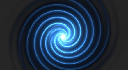 Abstract blue spiral on dark background, hypnotic and mesmerizing effect