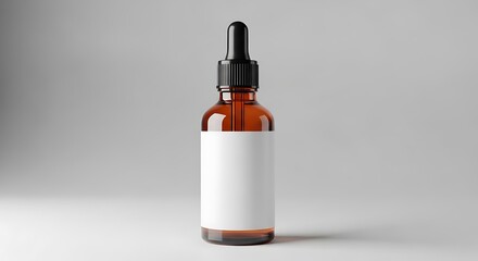 Amber glass dropper bottle with blank label