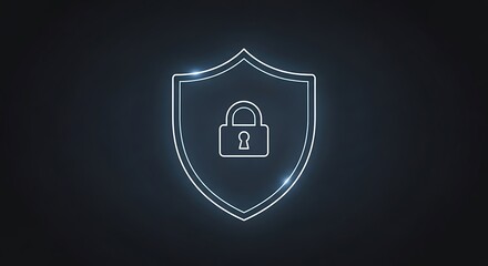 Security shield with padlock icon on dark background, data protection concept