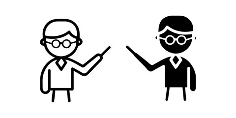 Teacher outline and pictogram Icon for Education, Classroom, Learning, and Academic Design