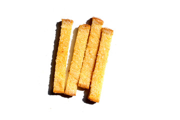 Sweet, sugar-coated crispy toast sticks.