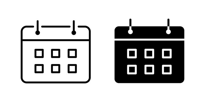 School Calendar outline and pictogram Icon for Education, Schedule, Planning, and Academic Use