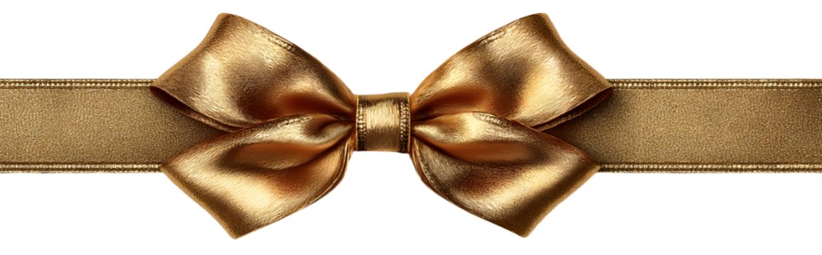 Gold Bow and Ribbon Horizontal Realistic shiny satin with shadow horizontal ribbon for decorate your wedding invitation card ,greeting card or gift boxes vector EPS10 isolated on white background. - Powered by Adobe