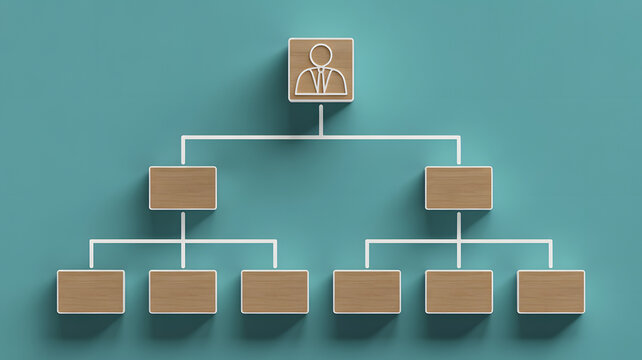 Modern organizational chart illustrating business hierarchy and team structure
