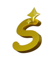 Golden 3D Star Symbol Icon Graphic Design with Shiny Metallic Finish on White Background Illustration