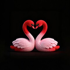Naklejka premium Knitted swans forming heart shape