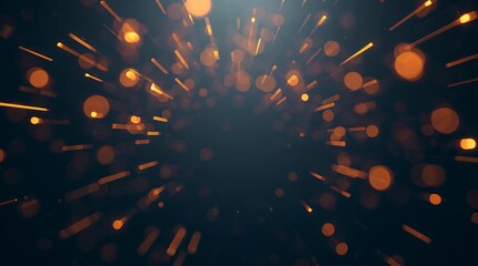 Abstract glowing orange particles exploding from a dark center