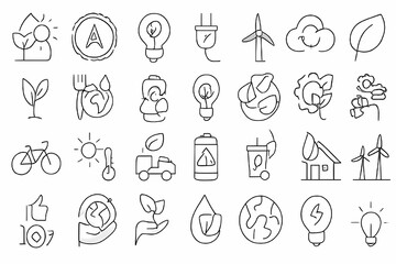 Set of 50 Creative Idea Line Icons with Light Bulbs, Pencils, and Design Tools	
