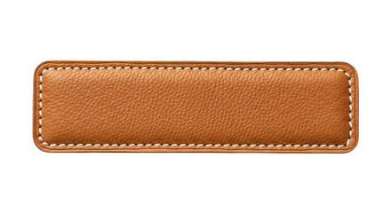 Brown Leather Label With White Stitching