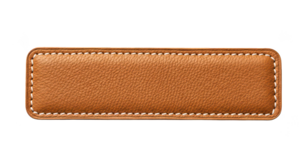 Brown Leather Label With White Stitching